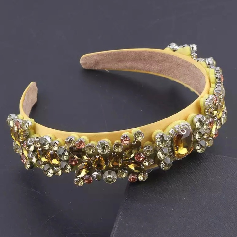 Yellow Rhinestone Headband Hair Accessory